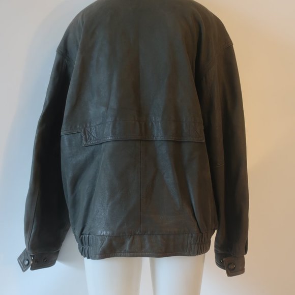 Mens Professional Leather Green Full Zip Leather Jacket Coat XL * - Picture 7 of 14